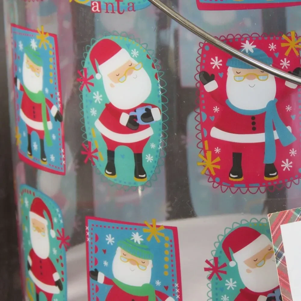 Christmas Nesting Tins Cans Set of 3 Cookies Candy Snack Santa Clear Decorative